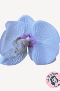 Orkide Hårclips med Krokodillespænde, hvid med lyserød midte